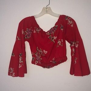 Red floral crop top